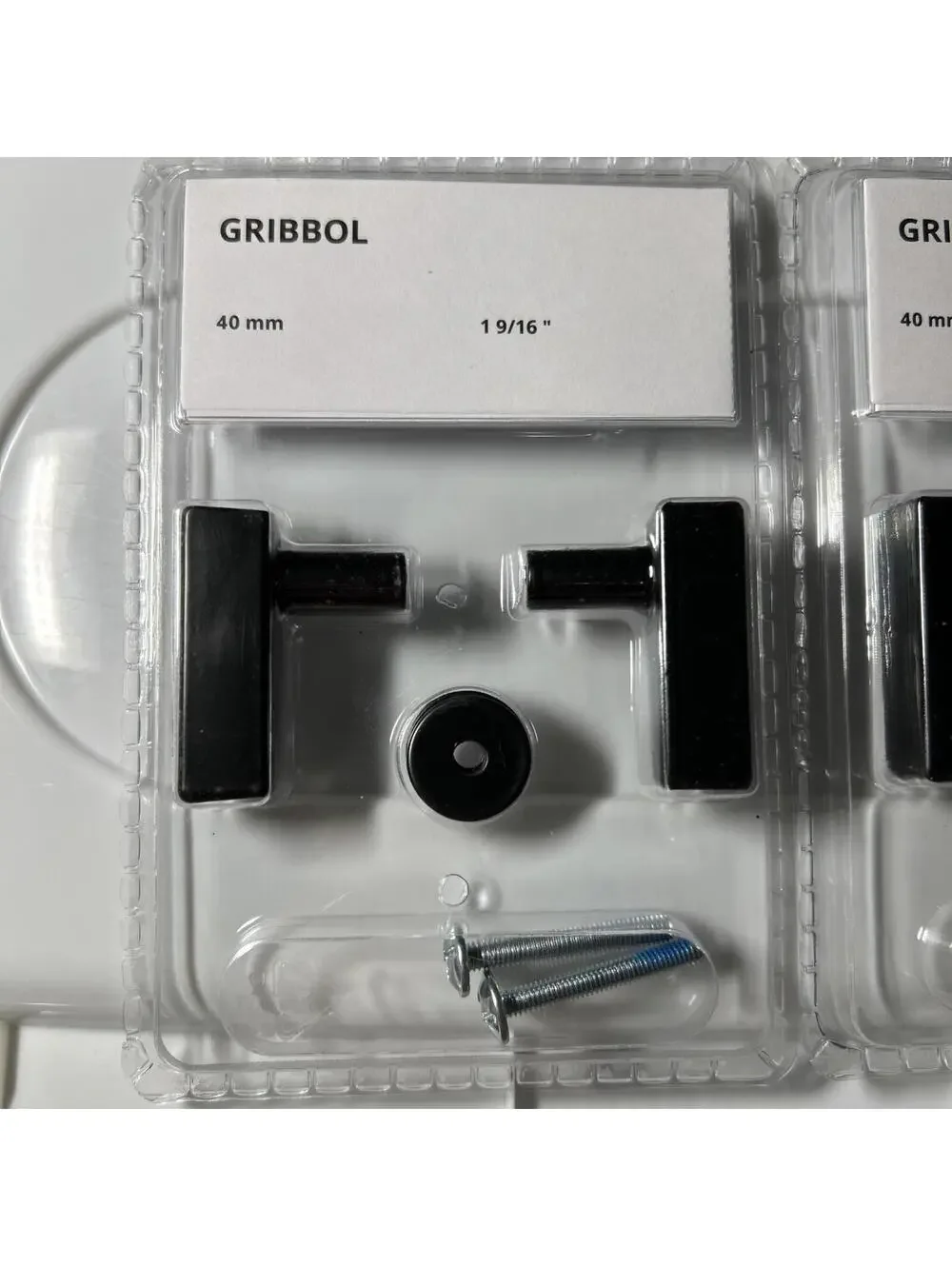 Ikea Gribbol SET OF TWO Brass Black Tone Cabinet Door Pulls Knobs 40 mm 1 9/16”
